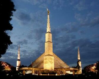 The Dallas Texas Temple And Grounds At Night