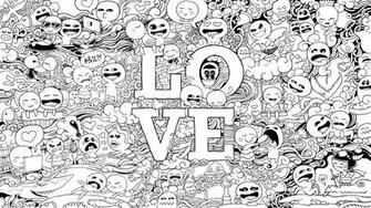 Love February Doodles Wallpaper Bie Black White