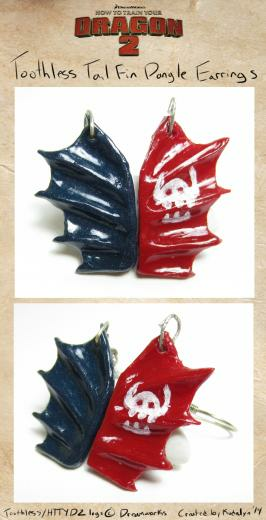 Httyd2 Toothless Tail Fin Dangle Earrings By Kudalyn