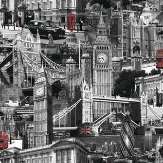 London Wallpaper In Black White And Red At Gowallpaper Uk
