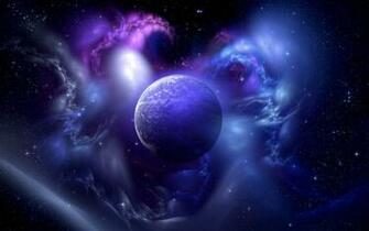 Space Blue Clouds Galaxy Moon Pink New Wallpaper