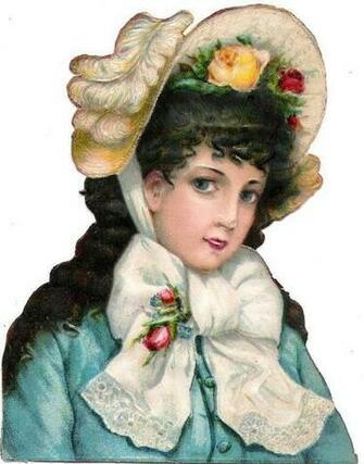 Oblaten Glanzbild Scrap Die Cut Chromo Lady Dame Femme Head