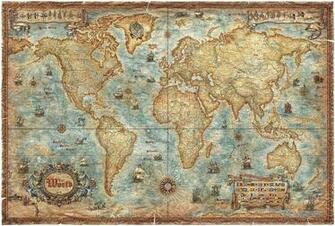 Modern World Antique Map Wall Mural Photo Wallpaper Photowall