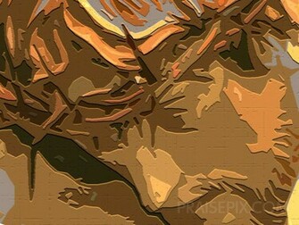 Rendering Of A Close Up The Face Jesus With Crown Thorns