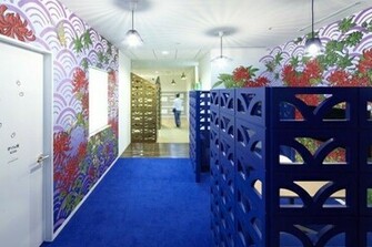 Blue Cubicle Walls Flower Wallpaper Wall Decals
