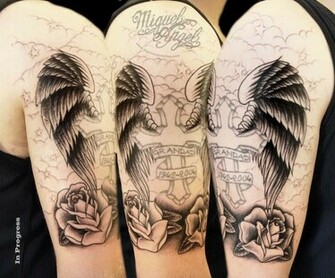 Glorious Cross With Wings Tattoo Designs Slodive
