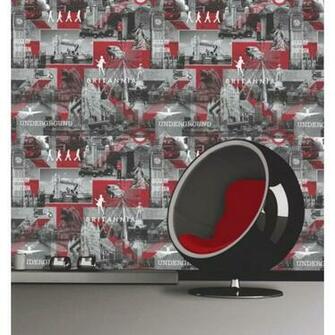 Wallpaper Red Grey Black Muriva From I Love