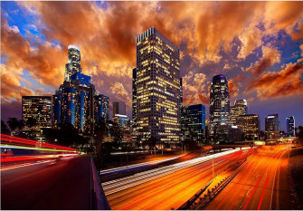 Amazon Wall26 Downtown La Night Los Angeles Sunset Skyline