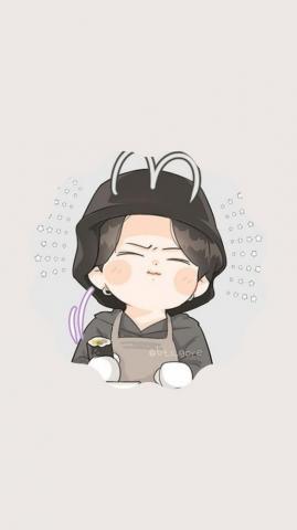 Bunny N Cookies On Yoonkook Chibi Cartoon Wallpaper