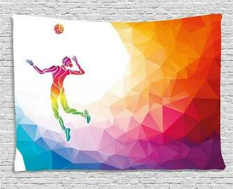 Amazon Lunarable Volleyball Tapestry By Colorful Polygonal
