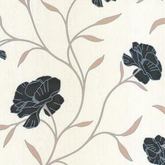 Erismann Poppy Floral Wallpaper Black Cream Beige