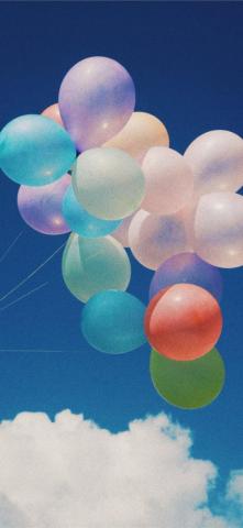 White Blue And Purple Balloons iPhone X Wallpaper
