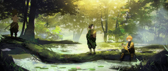 Demon Slayer Banner Tanjirou Inosuke Zenitsu Beneath The Tangles