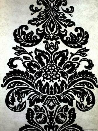 Black And Silver Metallic Damask Wallpaper