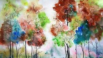 Paintings Trees Artwork Watercolor Wallpaper