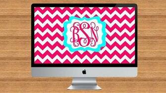 Monogram Chevron Desktop Wallpaper Print