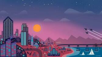 Aesthetic City Computer Wallpaper Top