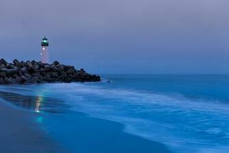 Usa California Lighthouse Light Rocks Beach Sand Surf Ocean Wallpaper