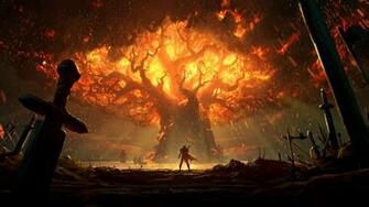 Wow Teldrassil Tree Burning 8k Wallpaper