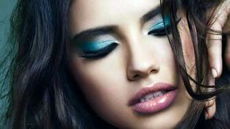 Adriana Lima Brunette Close Up Face Girl Lips Make