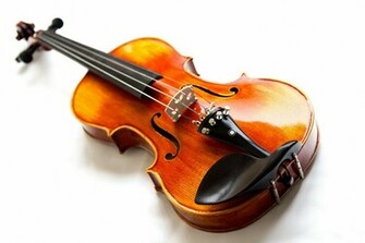 Brown Violin On White Background Wallpaper Wide With