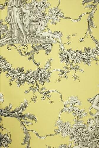 Yellow Black Toile De Jouy Biltmore Wallpaper Thibaut