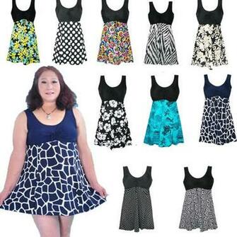 Crisscross Plus Size One Piece Swim Dress Swimsuit Bathing Suit Sw417
