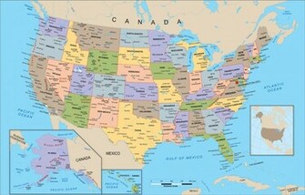 United States Political Map Wall Mural Up To X