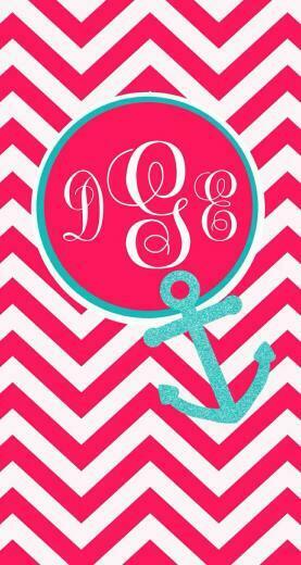 Chevron With Anchor Wallpaper For iPhone Monogrammed By