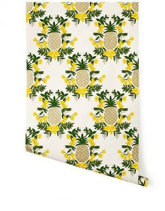 Yellow Gold Pineapple Wallpaper Little Crown Interiors Online