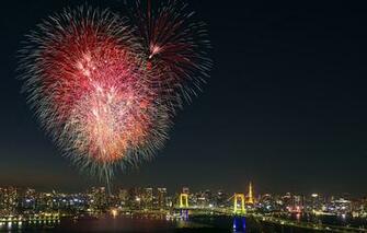 Wallpaper Salute Japan Tokyo Fireworks Odaiba