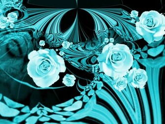 Aqua Color Roses Wallpaper French Vintage