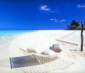 Hammock On A White Sand Beach Maldives Wallpaper