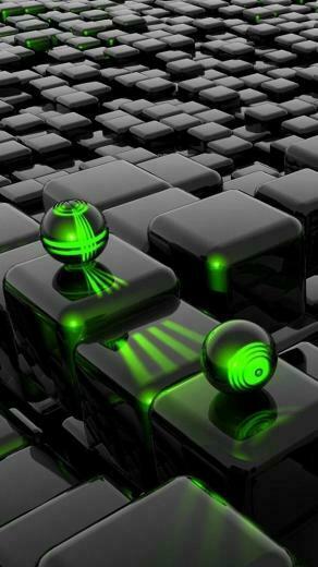 3d Green Ball Dark Cubes Wallpaper For iPhone 6s Plus