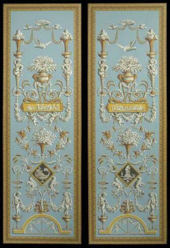Wallpaper Zuber Jean Cie Decor Caryatides Bleu Panels