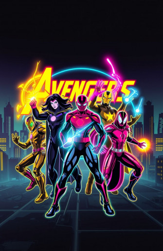 Neon Avengers Wallpaper
