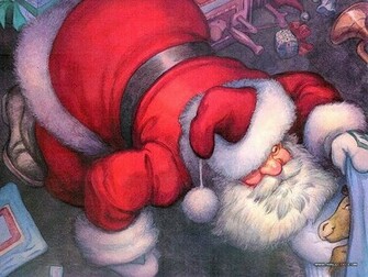 Claus Illustrated Wallpaper Christmas Art Wallcoo Net