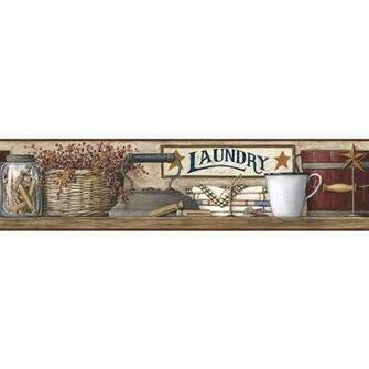 York Wallcoverings Hk4633bd Country Book Laundry Border