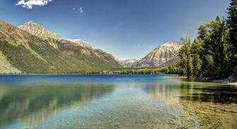 Montana Mountains Forest Bottom Glacier Lake Wallpaper