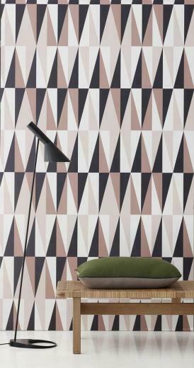 Ferm Living Geometric Wallpaper Spear In Rose