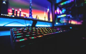 Black Rgb Gaming Keyboard Colorful Neon Computer Keyboards Pc