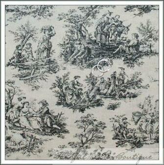 Boneful Fabric Fq Cotton Quilt Black Cream Gray Natural Flower Toile