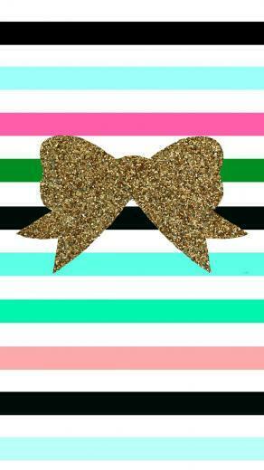 Striped Glitter Bow Tech Wallpaper Bows iPhone