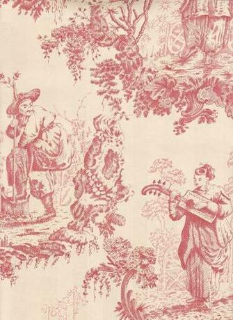 Toile Wallpaper Black Red