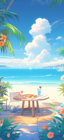 Lunch On The Summer Beach Wallpaper 4k