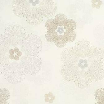 Floral Medallion Beige Metallic Wallpaper R1904 Sample Modern