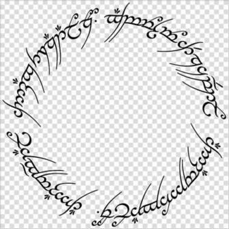 Elven Script Black And White Abstract Painting Transparent