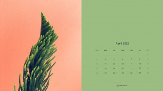 Pink And Green April Calendar Wallpaper