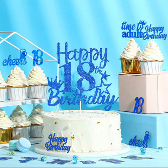 Amazon 18th BirtHDay Cake Topper Navy Blue Pack Happy