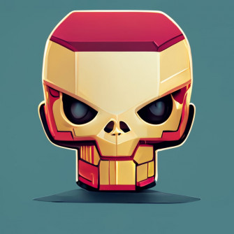 Prompthunt Cute Square Head Of Character Skull Skeleton Like